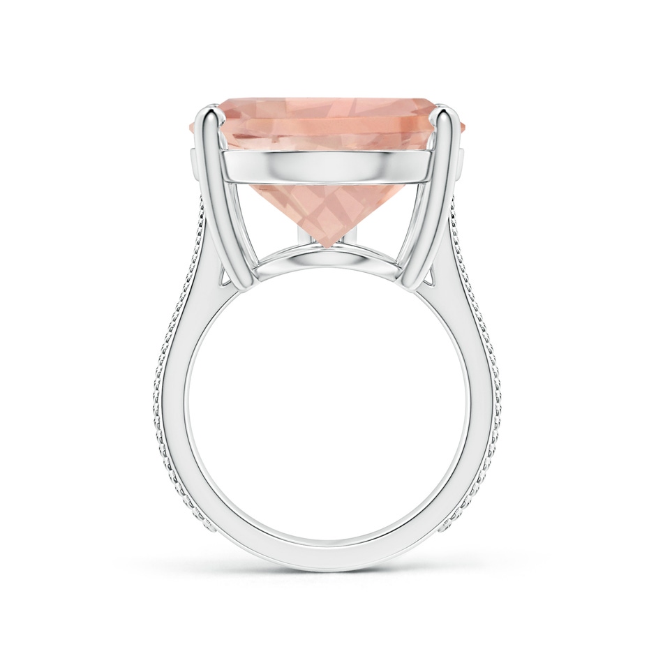 20x17mm AAA GIA Certified Solitaire Pear-Shaped Morganite Reverse Tapered Ring with Feather Motifs in P950 Platinum side-1