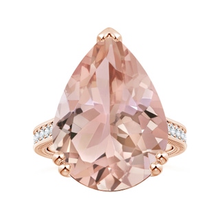 20x17mm AAA Double Claw-Set GIA Certified Pear-Shaped Morganite Leaf Ring with Diamonds in 9K Rose Gold