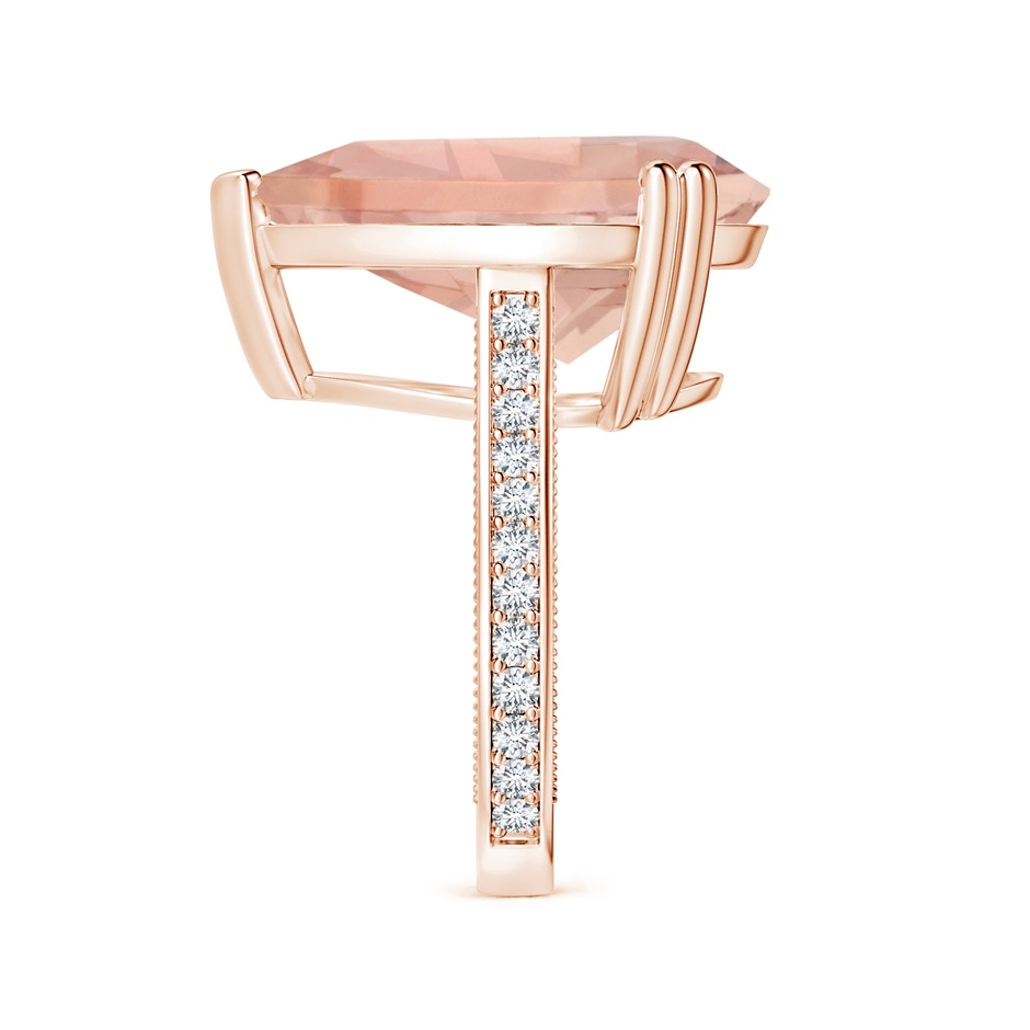 20x17mm AAA Double Claw-Set GIA Certified Pear-Shaped Morganite Leaf Ring with Diamonds in Rose Gold side-2