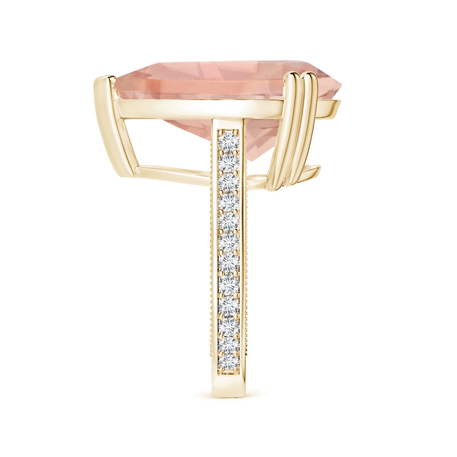 20x17mm AAA Double Claw-Set GIA Certified Pear-Shaped Morganite Leaf Ring with Diamonds in Yellow Gold side-2