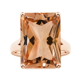 18.8x14.8mm AAAA GIA Certified Solitaire Emerald-Cut Morganite Split Shank Ring in 10K Rose Gold
