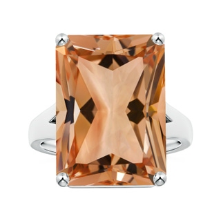 18.8x14.8mm AAAA GIA Certified Solitaire Emerald-Cut Morganite Split Shank Ring in 18K White Gold