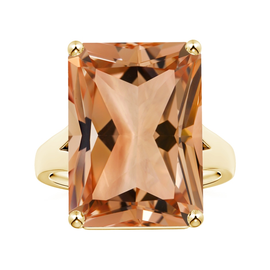 18.8x14.8mm AAAA GIA Certified Solitaire Emerald-Cut Morganite Split Shank Ring in 18K Yellow Gold 