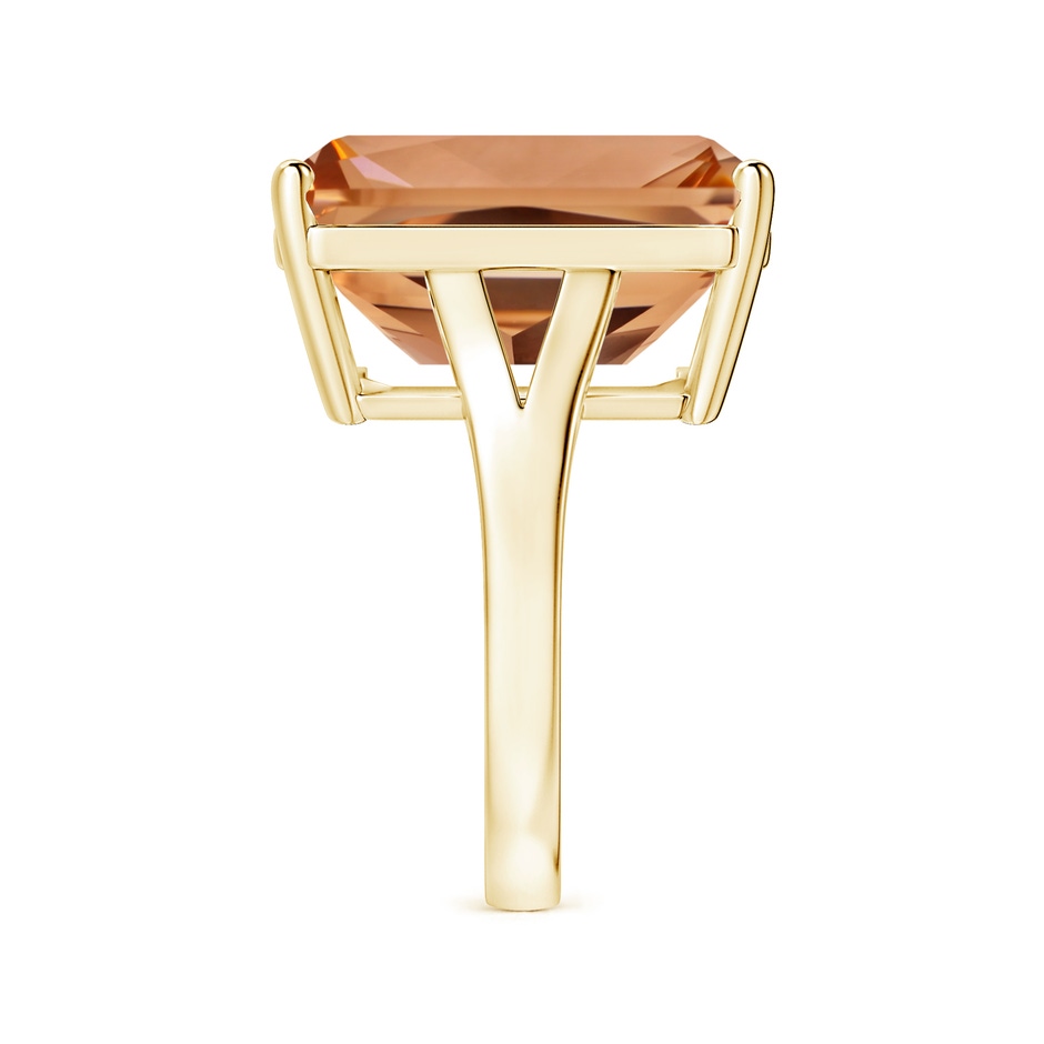 18.8x14.8mm AAAA GIA Certified Solitaire Emerald-Cut Morganite Split Shank Ring in 18K Yellow Gold side-2
