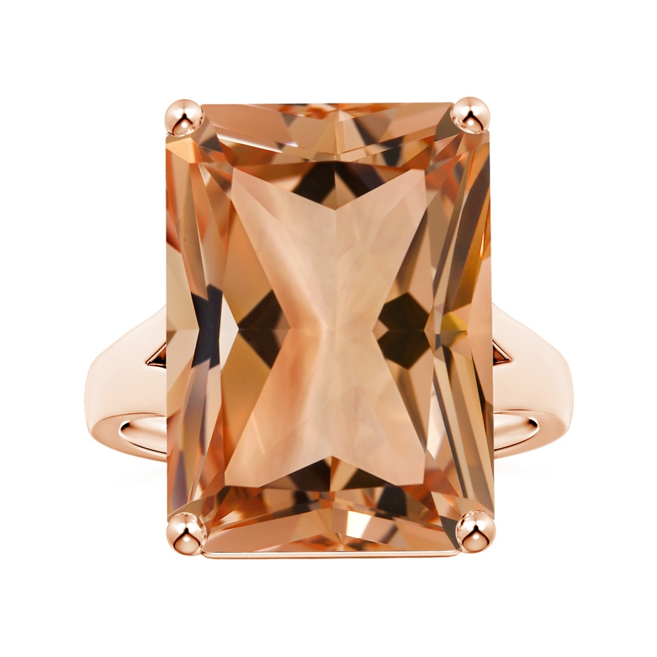 18.8x14.8mm AAAA GIA Certified Solitaire Emerald-Cut Morganite Split Shank Ring in Rose Gold 