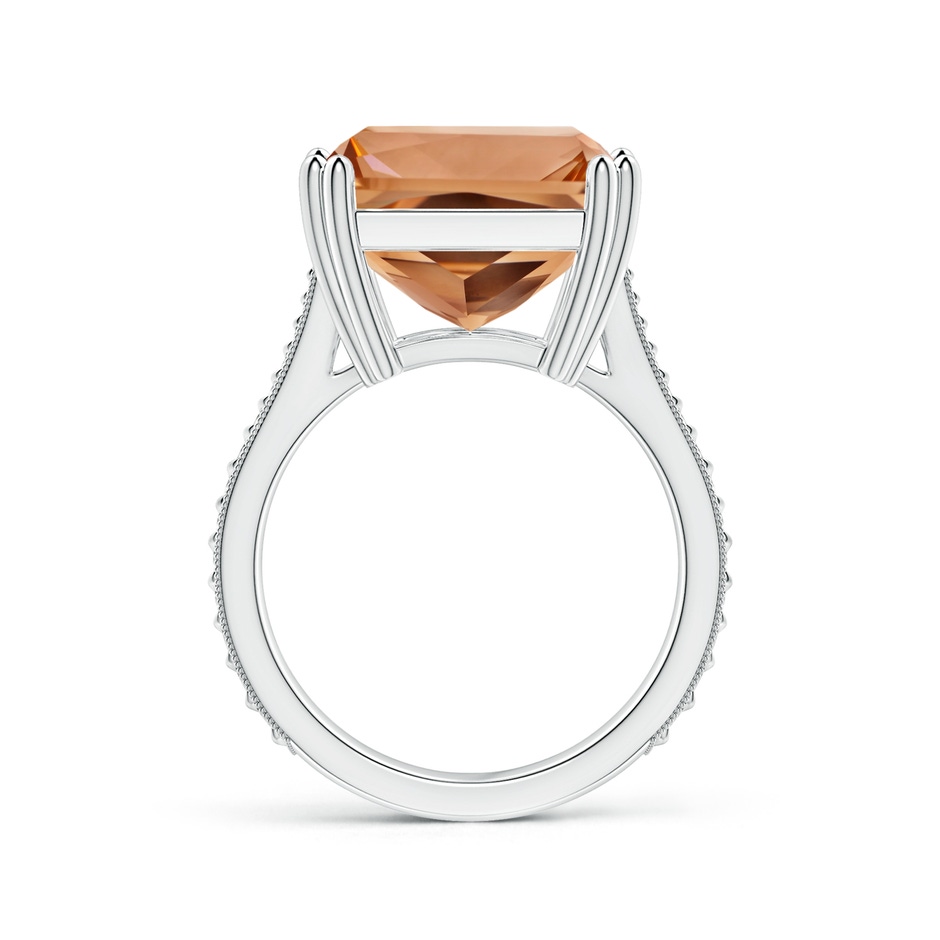 18.8x14.8mm AAAA Double Claw-Set GIA Certified Solitaire Emerald-Cut Morganite Ring with Leaf Motifs in P950 Platinum side-1