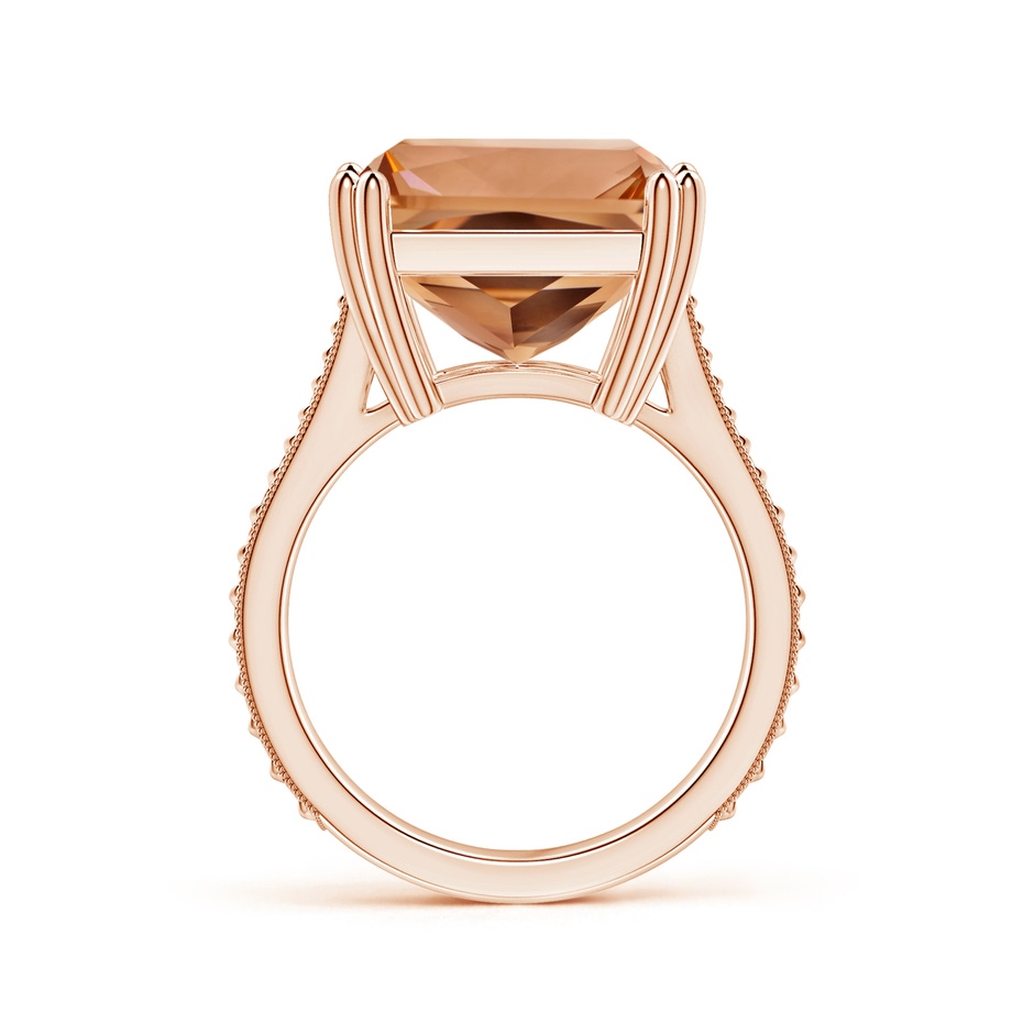 18.8x14.8mm AAAA Double Claw-Set GIA Certified Solitaire Emerald-Cut Morganite Ring with Leaf Motifs in Rose Gold side-1
