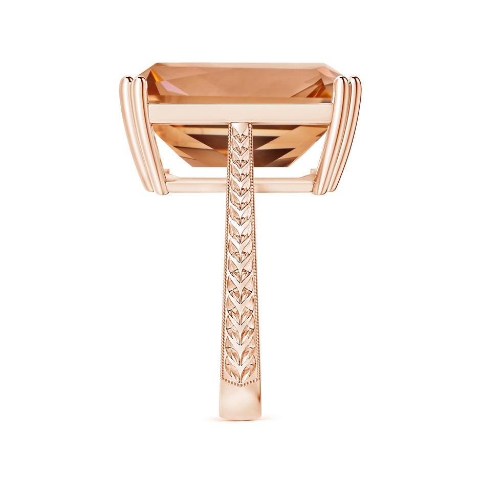 18.8x14.8mm AAAA Double Claw-Set GIA Certified Solitaire Emerald-Cut Morganite Ring with Leaf Motifs in Rose Gold side-2