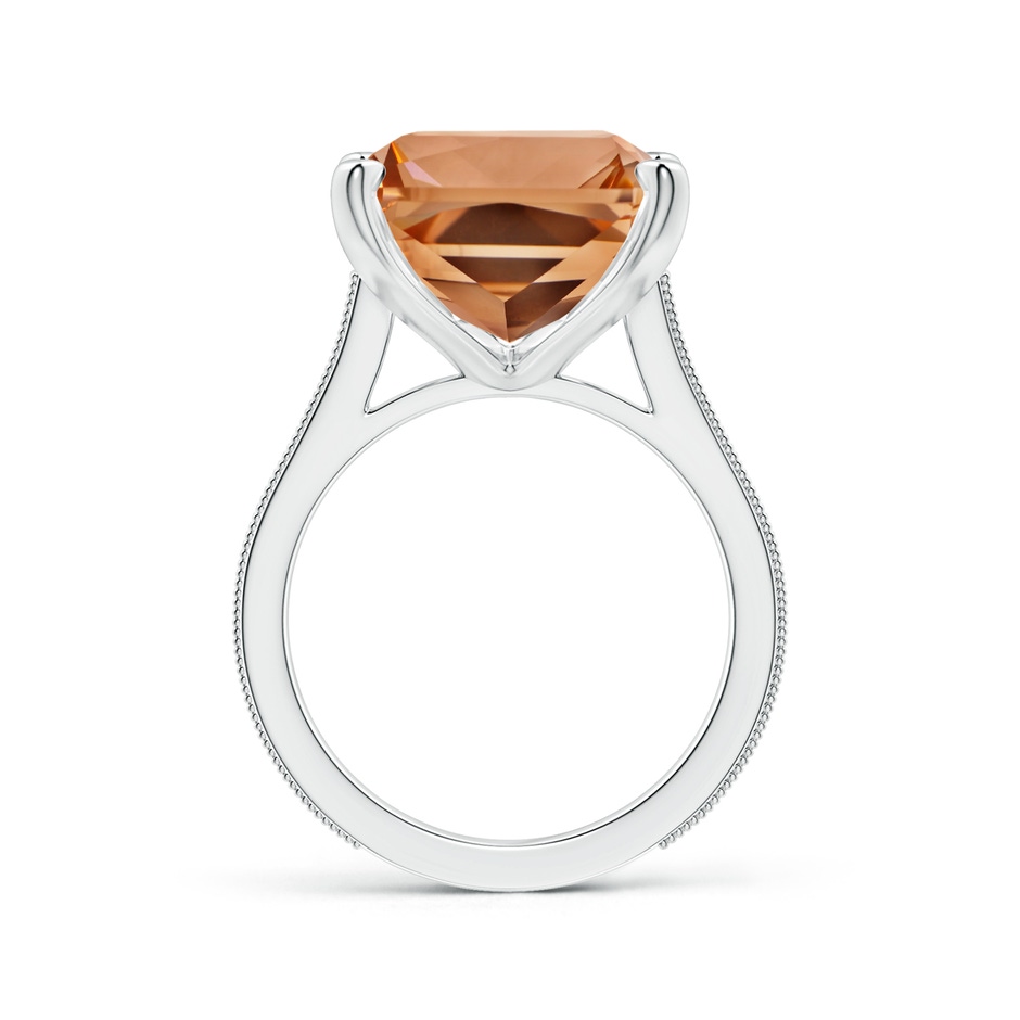 18.8x14.8mm AAAA Peg-Set GIA Certified Emerald-Cut Morganite Ring with Milgrain  in 18K White Gold Side-1