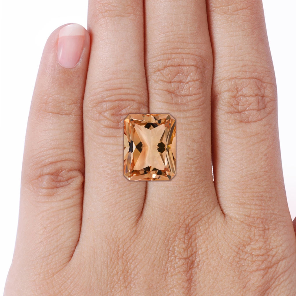 18.8x14.8mm AAAA Peg-Set GIA Certified Emerald-Cut Morganite Ring with Milgrain  in 18K White Gold - stone_body