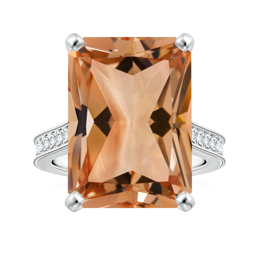 18.8x14.8mm AAAA Peg-Set GIA Certified Emerald-Cut Morganite Ring with Milgrain  in P950 Platinum