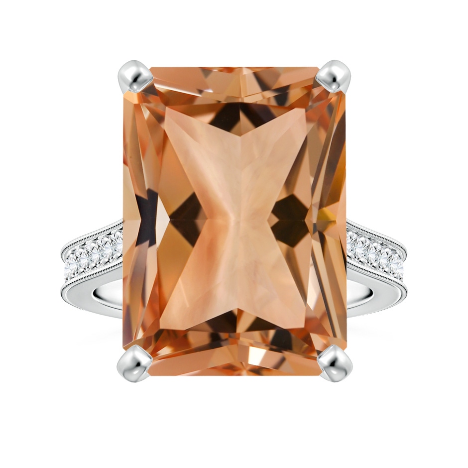 18.8x14.8mm AAAA Peg-Set GIA Certified Emerald-Cut Morganite Ring with Milgrain  in P950 Platinum 
