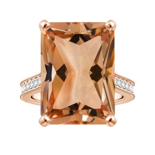 18.8x14.8mm AAAA Peg-Set GIA Certified Emerald-Cut Morganite Ring with Milgrain  in Rose Gold