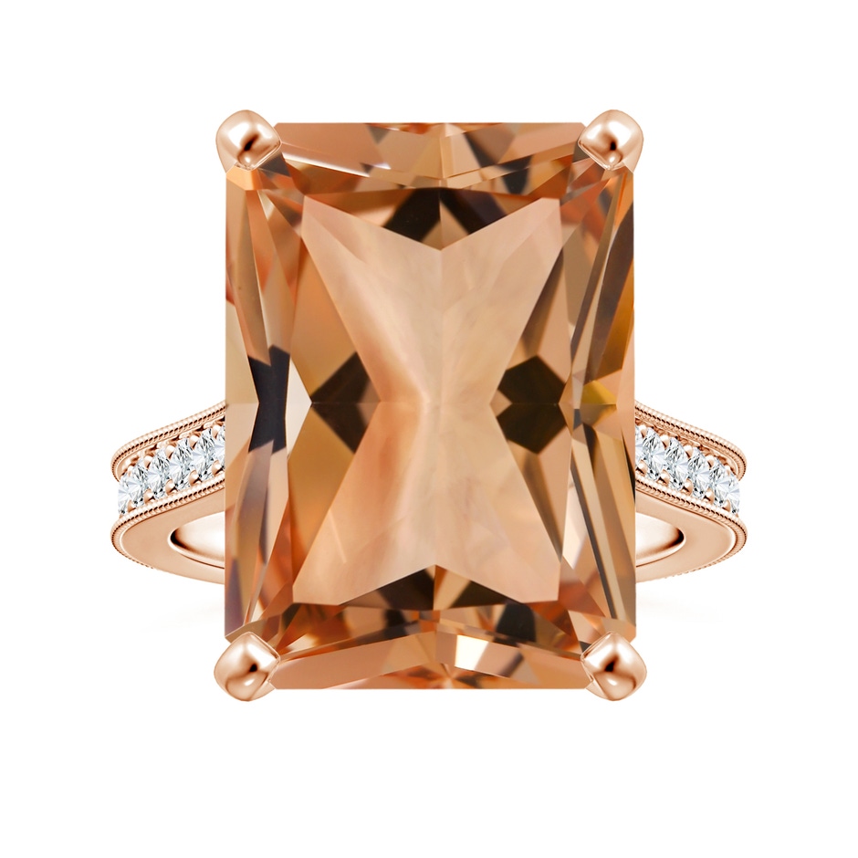 18.8x14.8mm AAAA Peg-Set GIA Certified Emerald-Cut Morganite Ring with Milgrain  in Rose Gold 