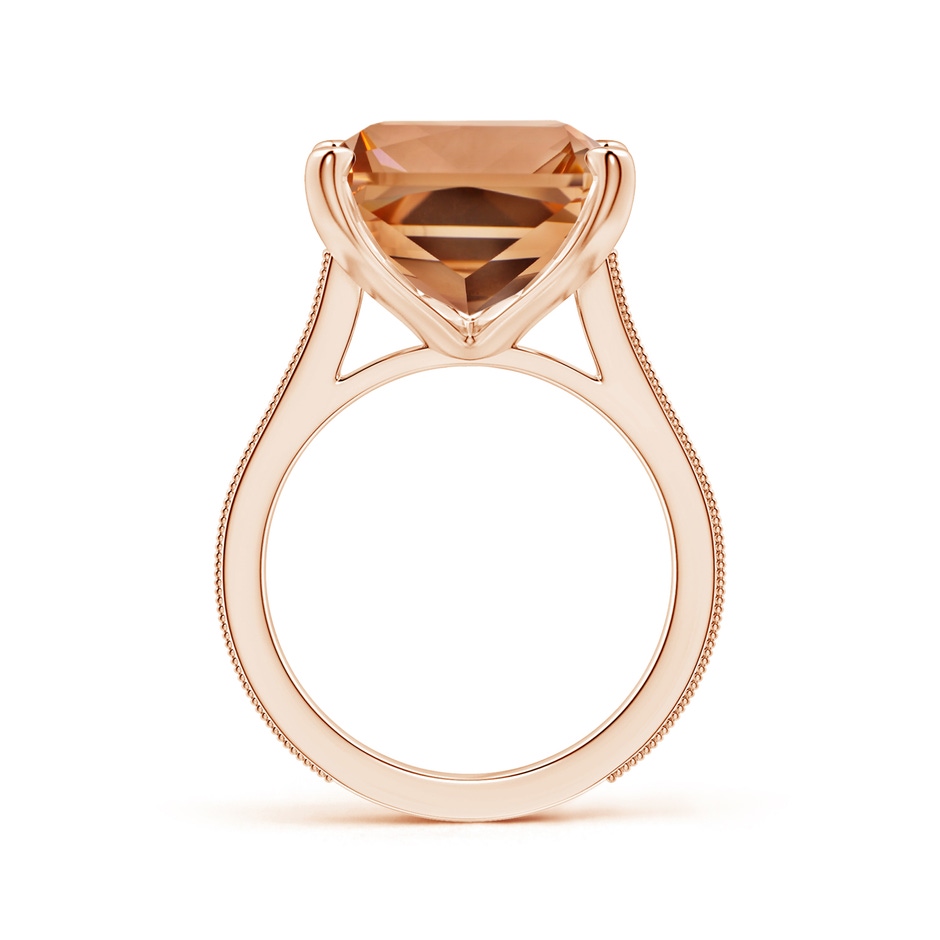 18.8x14.8mm AAAA Peg-Set GIA Certified Emerald-Cut Morganite Ring with Milgrain  in Rose Gold side-1