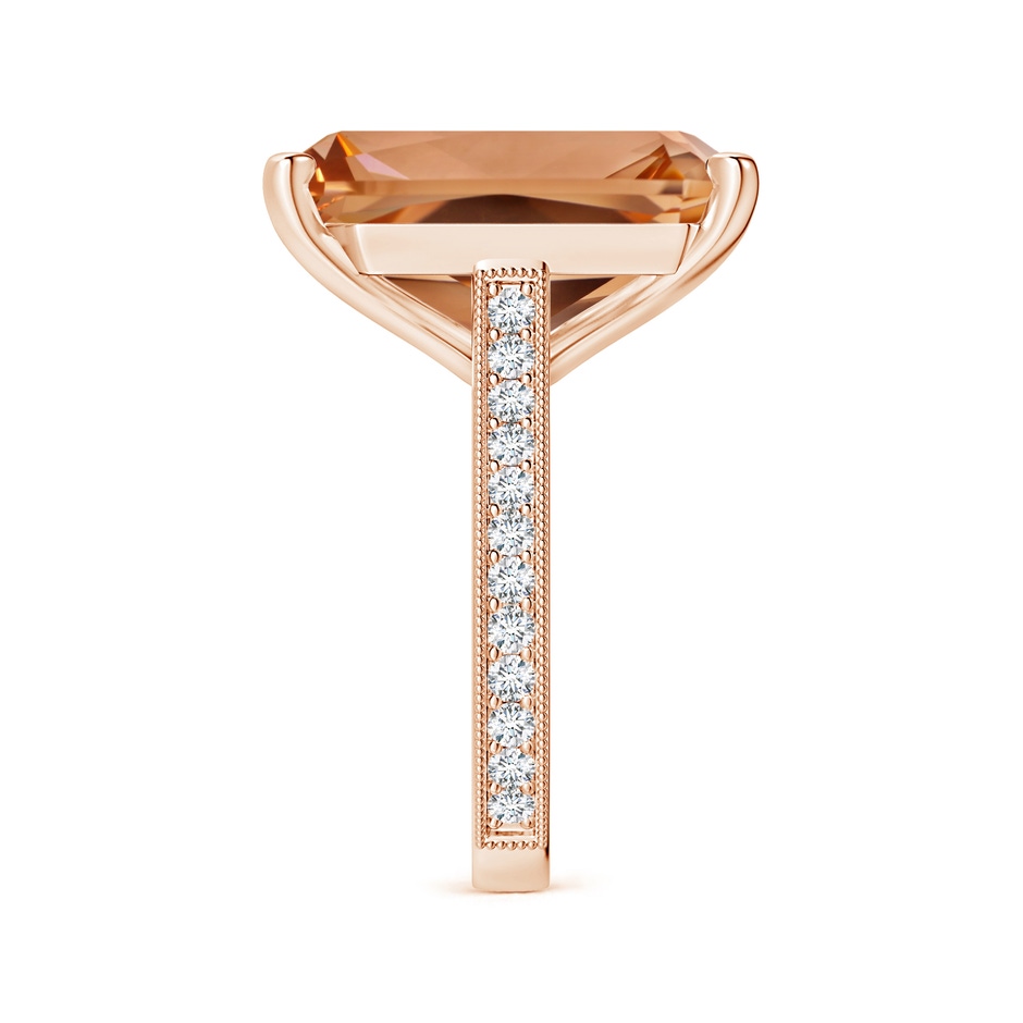 18.8x14.8mm AAAA Peg-Set GIA Certified Emerald-Cut Morganite Ring with Milgrain  in Rose Gold side-2