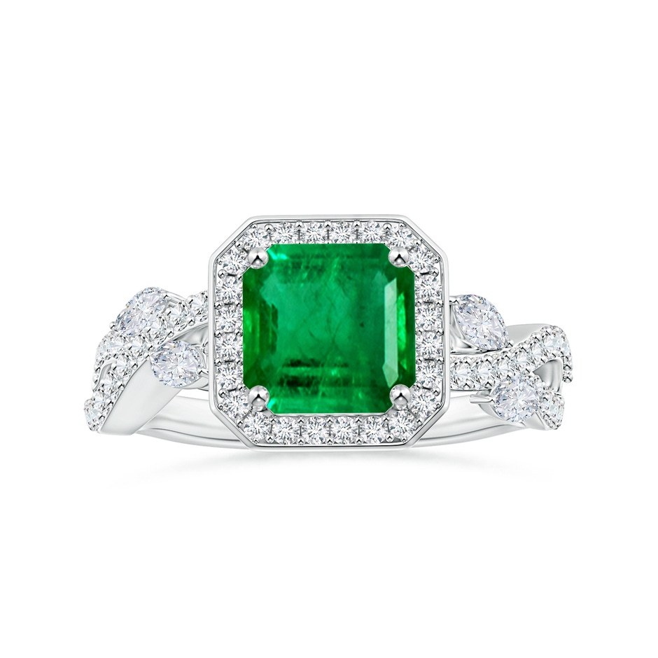 9.21x8.94x5.53mm AAA GIA Certified Nature Inspired Square Emerald Cut Emerald Ring with Diamond Halo in White Gold 