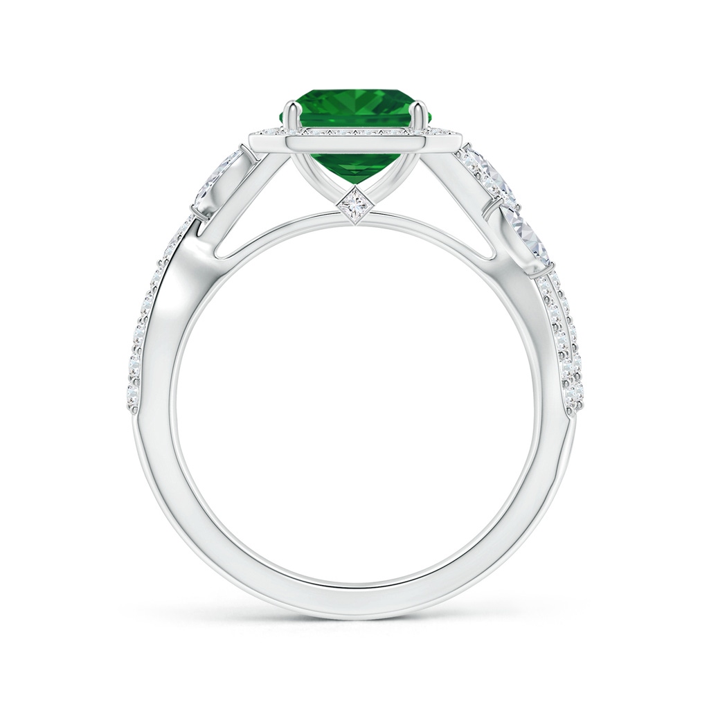 9.21x8.94x5.53mm AAA GIA Certified Nature Inspired Square Emerald Cut Emerald Ring with Diamond Halo in White Gold Side 199