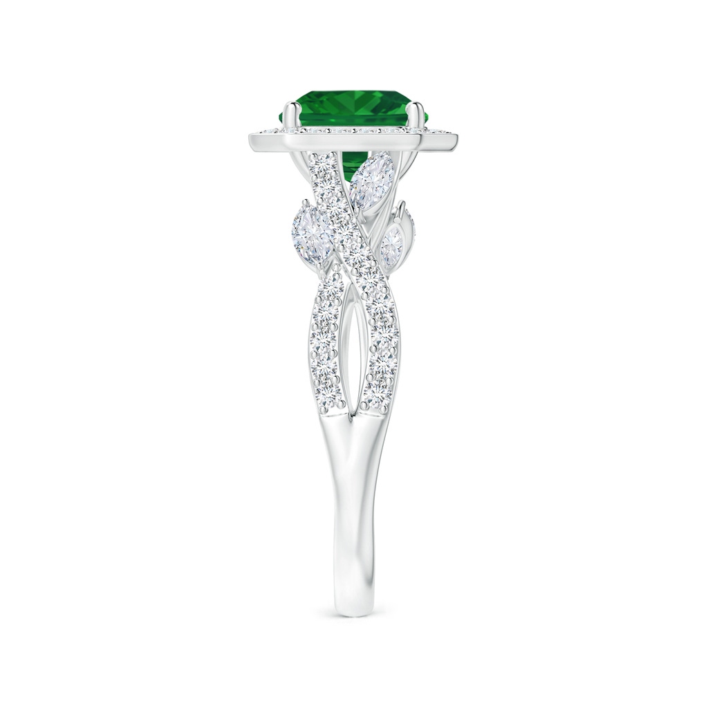 9.21x8.94x5.53mm AAA GIA Certified Nature Inspired Square Emerald Cut Emerald Ring with Diamond Halo in White Gold Side 399