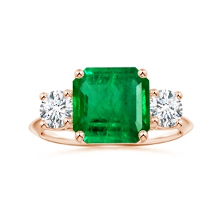 9.21x8.94x5.53mm AAA Three Stone Square Emerald Cut Emerald Knife Edge Shank Ring in 9K Rose Gold