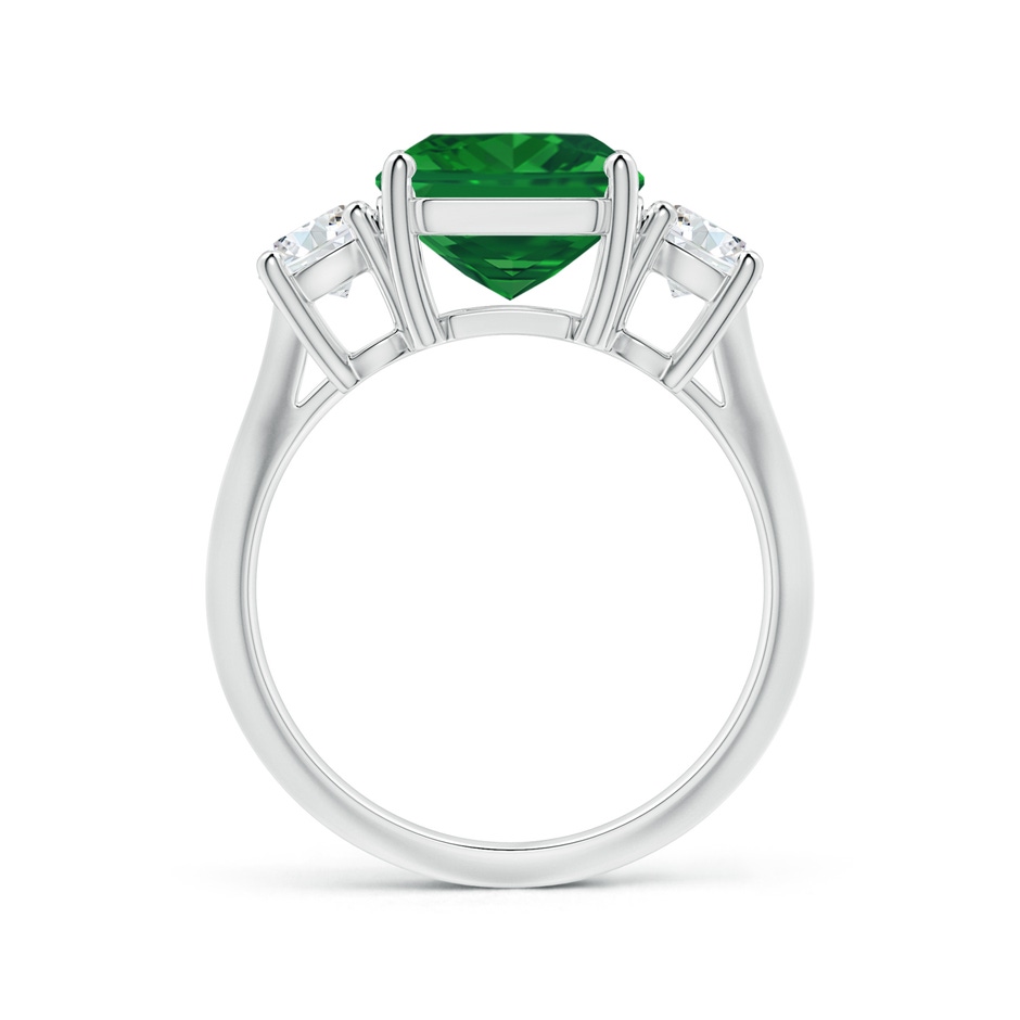 9.21x8.94x5.53mm AAA Three Stone Square Emerald Cut Emerald Knife Edge Shank Ring in P950 Platinum side 199