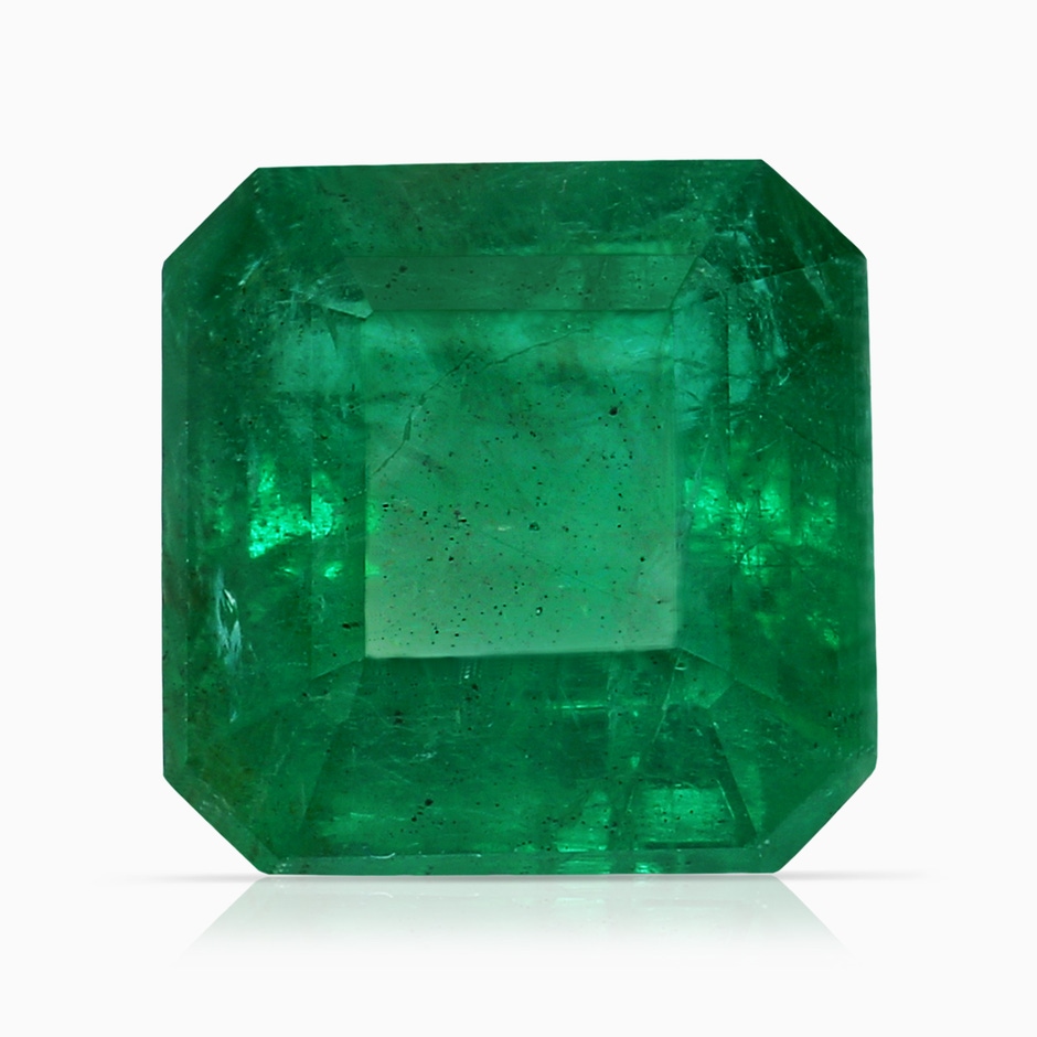 9.21x8.94x5.53mm AAA Three Stone Square Emerald Cut Emerald Knife Edge Shank Ring in P950 Platinum side 699