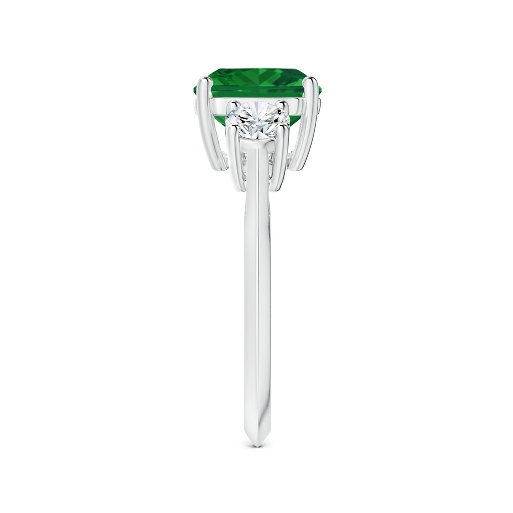 9.21x8.94x5.53mm AAA Three Stone Square Emerald Cut Emerald Knife Edge Shank Ring in White Gold Side 399