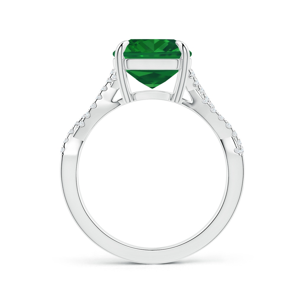 9.21x8.94x5.53mm AAA Claw-SetSquare Emerald Cut Emerald Ring with Twisted Diamond Shank in White Gold Side 199