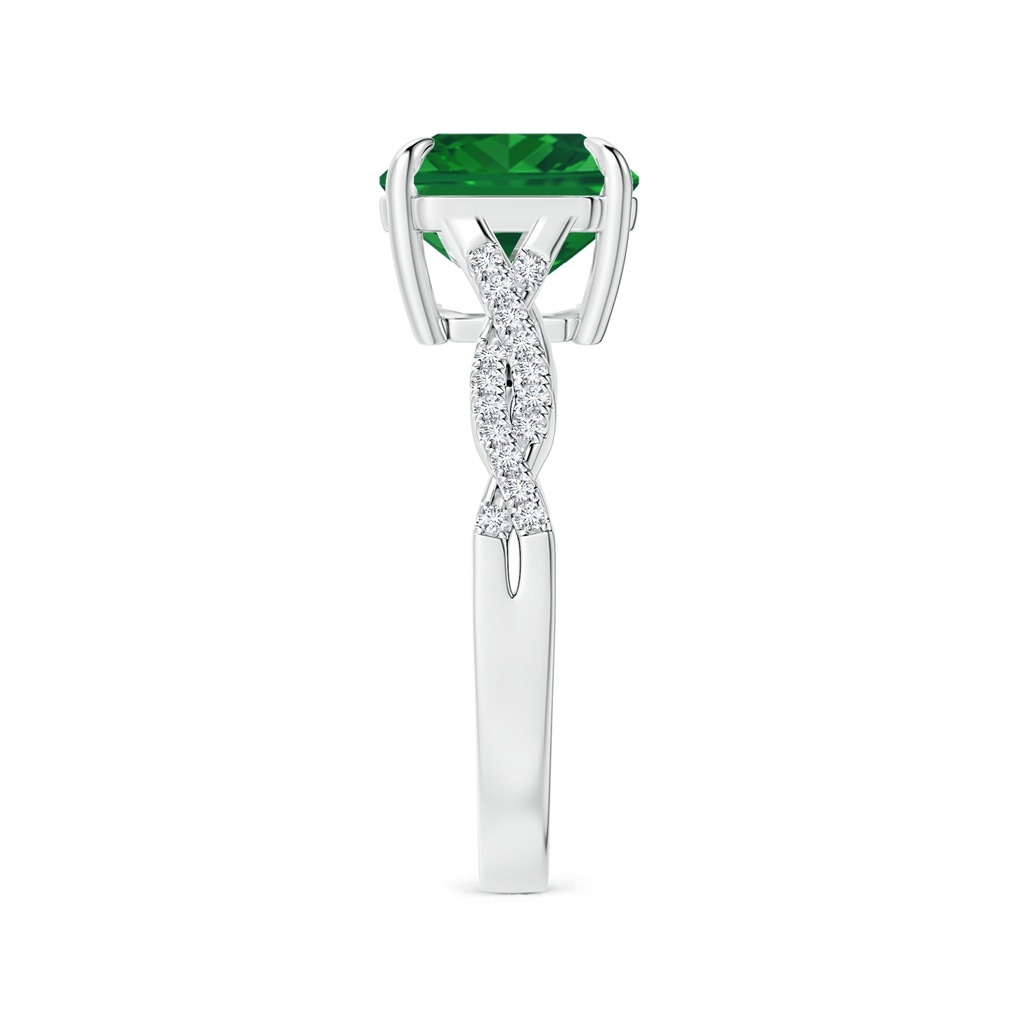 9.21x8.94x5.53mm AAA Claw-SetSquare Emerald Cut Emerald Ring with Twisted Diamond Shank in White Gold Side 399
