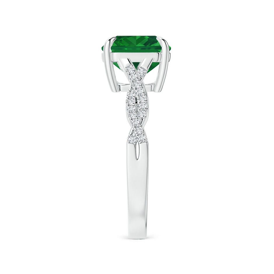 9.21x8.94x5.53mm AAA Claw-SetSquare Emerald Cut Emerald Ring with Twisted Diamond Shank in White Gold side 399