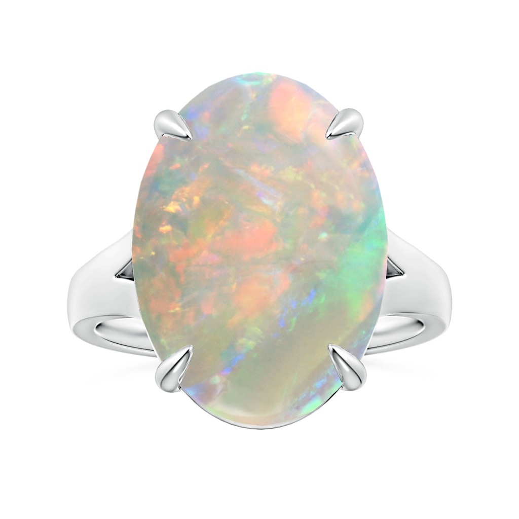 18.06x14.96x4.73mm AAAA Claw-Set GIA Certified Solitaire Oval Opal Split Shank Ring in 18K White Gold