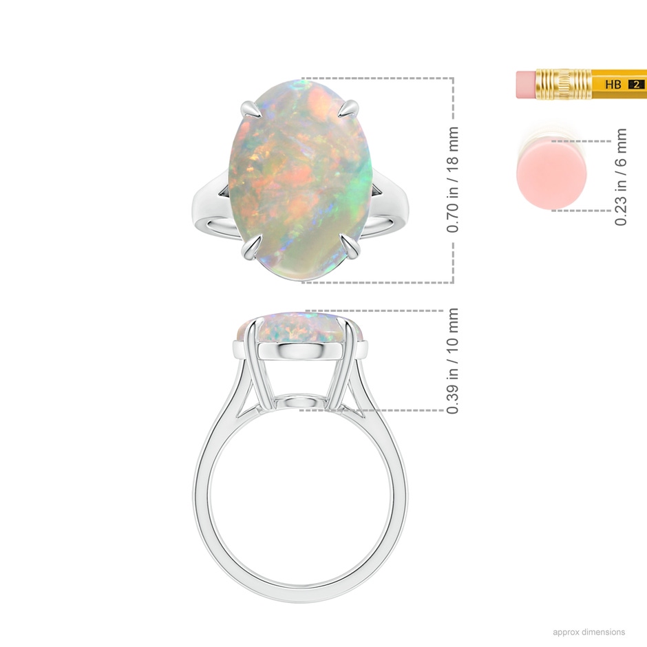 18.06x14.96x4.73mm AAAA Claw-Set GIA Certified Solitaire Oval Opal Split Shank Ring in 18K White Gold ruler