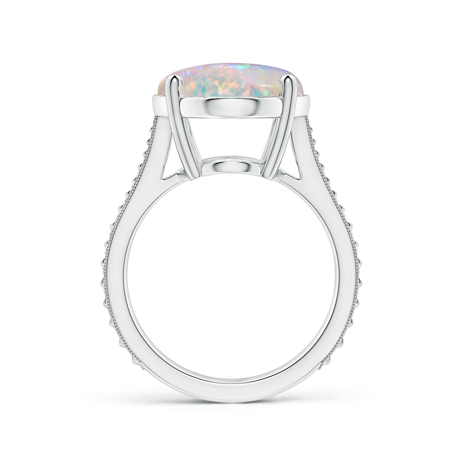 18.06x14.96x4.73mm AAAA Prong-Set GIA Certified Solitaire Oval Opal Reverse Tapered Ring with Leaf Motifs in 18K White Gold side-1