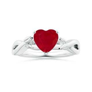 8.15x8.91x5.39mm AA Prong-Set GIA Certified Solitaire Heart-Shaped Ruby Nature Inspired Ring  in 18K White Gold