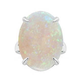 23.81x16.43x7.89mm AA Claw-Set GIA Certified Solitaire Oval Opal Ring with Split Shank in 18K White Gold