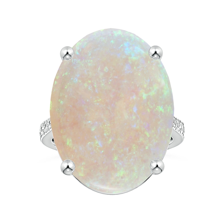 23.81x16.43x7.89mm AA Prong-Set GIA Certified Solitaire Oval Opal Reverse Tapered Ring with Scrollwork in 18K White Gold 