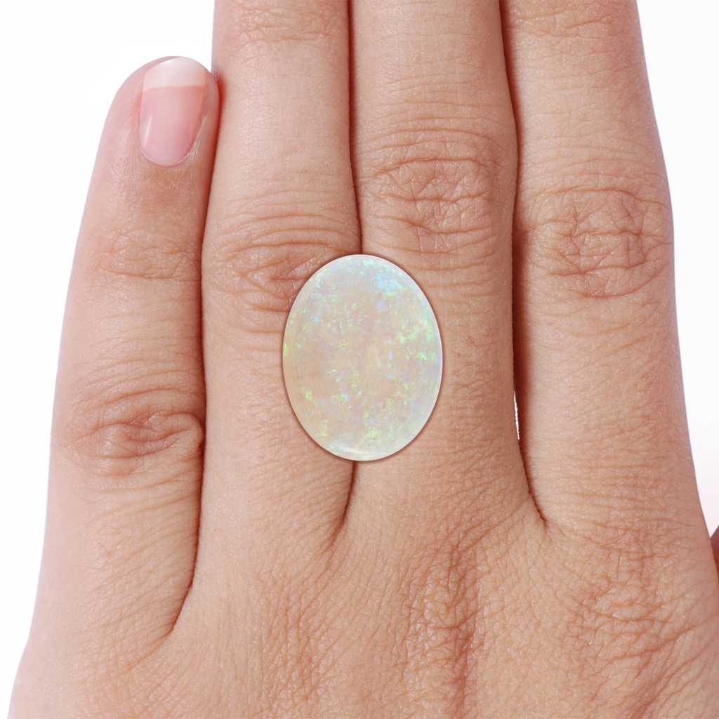 23.81x16.43x7.89mm AA Prong-Set GIA Certified Solitaire Oval Opal Reverse Tapered Ring with Scrollwork in 18K White Gold - stone_body