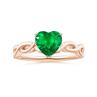 7.96x8.15x4.14mm AAA Prong-Set Solitaire Heart-Shaped Emerald Twisted Shank Ring in 10K Rose Gold