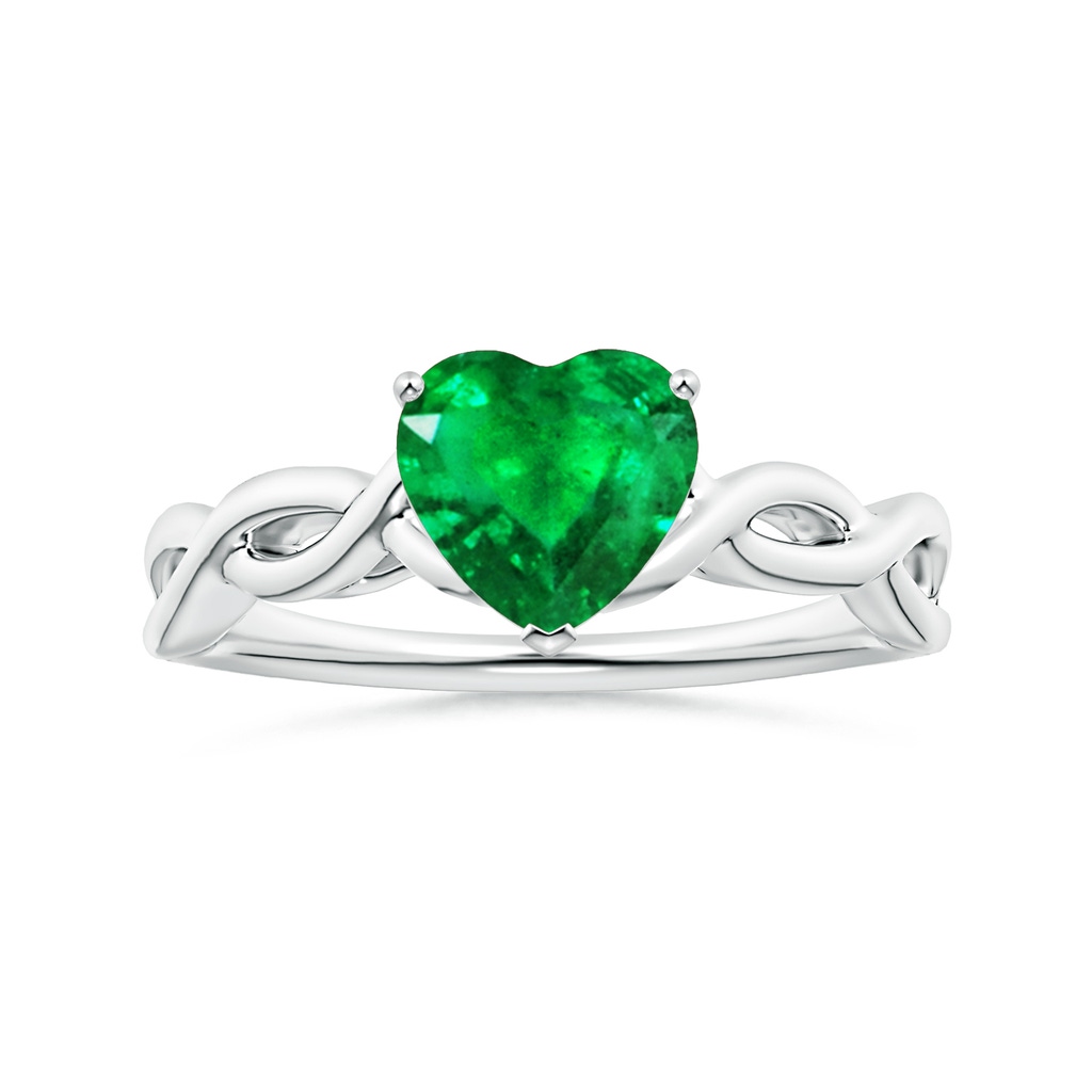 7.96x8.15x4.14mm AAA Prong-Set Solitaire Heart-Shaped Emerald Twisted Shank Ring in P950 Platinum