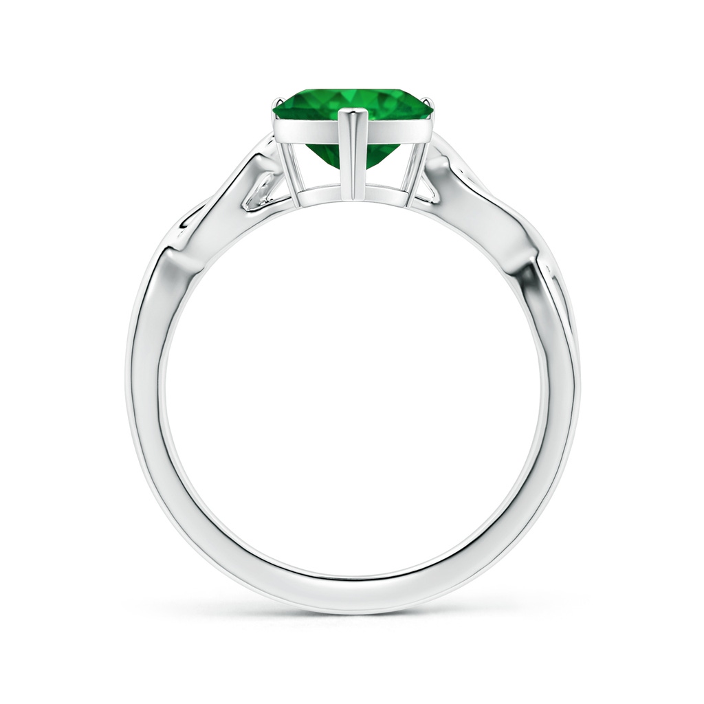 7.96x8.15x4.14mm AAA Prong-Set Solitaire Heart-Shaped Emerald Twisted Shank Ring in P950 Platinum Side 199