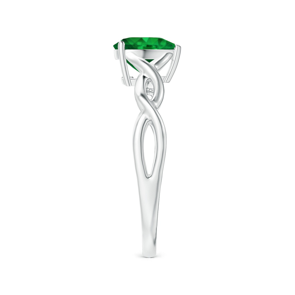 7.96x8.15x4.14mm AAA Prong-Set Solitaire Heart-Shaped Emerald Twisted Shank Ring in P950 Platinum Side 399