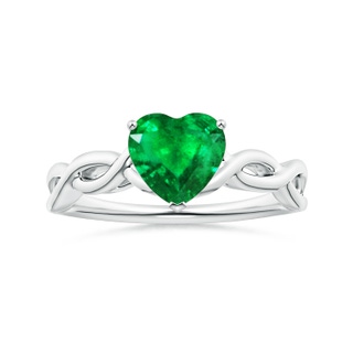 7.96x8.15x4.14mm AAA Prong-Set Solitaire Heart-Shaped Emerald Twisted Shank Ring in White Gold