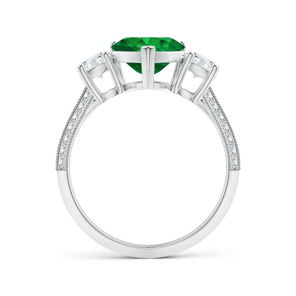 7.96x8.15x4.14mm AAA Three Stone GIA Certified Heart-Shaped Emerald Knife Edge Ring with Milgrain in White Gold Side 199