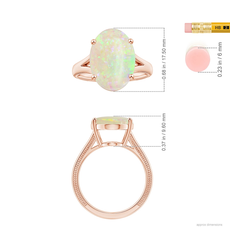 16.16x12.11x4.17mm AAAA GIA Certified Prong-Set Solitaire Oval Opal Nature Inspired Ring in 18K Rose Gold ruler