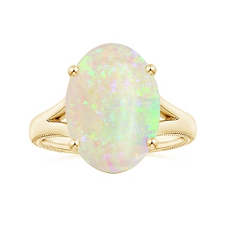 16.16x12.11x4.17mm AAAA GIA Certified Prong-Set Solitaire Oval Opal Nature Inspired Ring in 18K Yellow Gold
