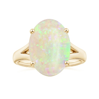 16.16x12.11x4.17mm AAAA GIA Certified Prong-Set Solitaire Oval Opal Nature Inspired Ring in 9K Yellow Gold