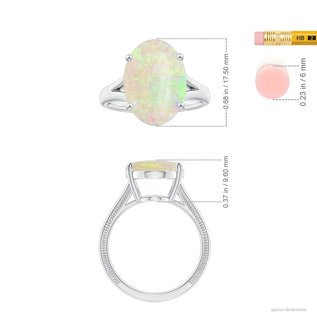 16.16x12.11x4.17mm AAAA GIA Certified Prong-Set Solitaire Oval Opal Nature Inspired Ring in White Gold ruler