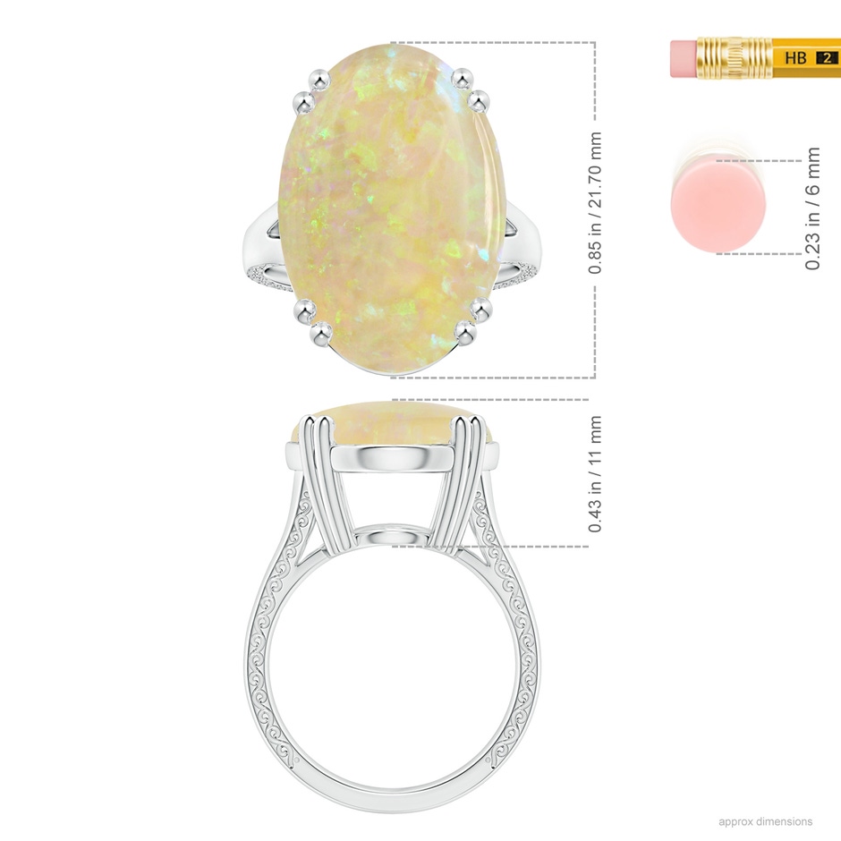 21.74x15.9x4.5mm AAAA Double Prong-Set GIA Certified Solitaire Oval Opal Split Shank Ring with Scrollwork in P950 Platinum ruler