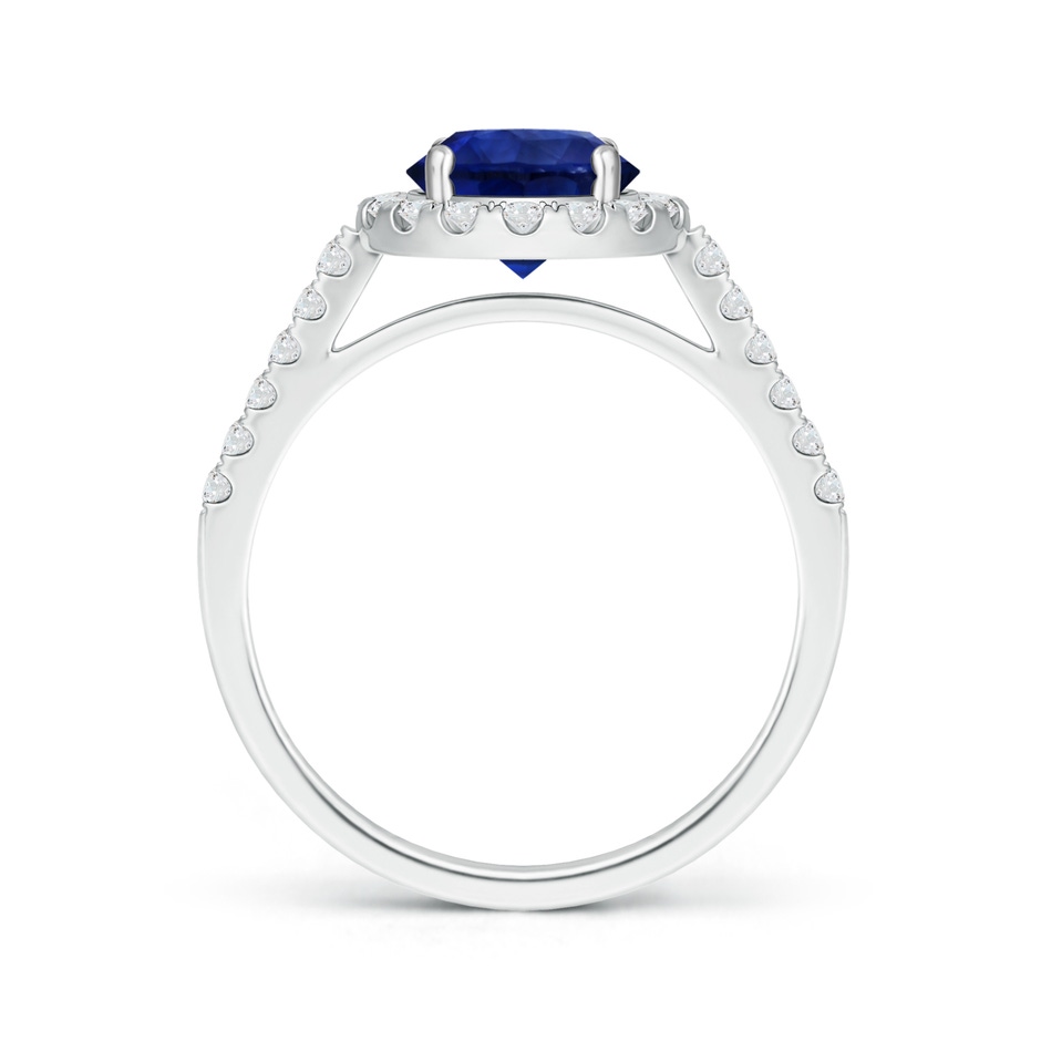 7.73x7.69x4.14mm AAA GIA Certified Round Sapphire Ring with Diamond Halo in 18K White Gold side-1