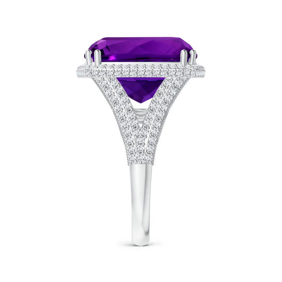 14.11x14.10x9.46mm AAAA GIA Certified Cushion Amethyst Ring with Diamond Halo in 18K White Gold side 399